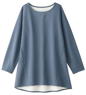 alotta（アロッタ）の「大人上品Ａラインシルエット裏起毛ブラウスチュニック（チュニック）」｜スモーキーブルー