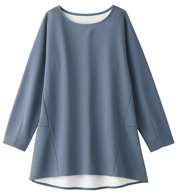 alotta（アロッタ）の「大人上品Ａラインシルエット裏起毛ブラウスチュニック（チュニック）」｜スモーキーブルー