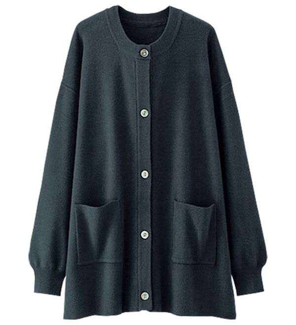 BELLUNA（ベルーナ）の「もっちり素材ノーカラーカーディガン（ニットカーディガン）」｜ブラック