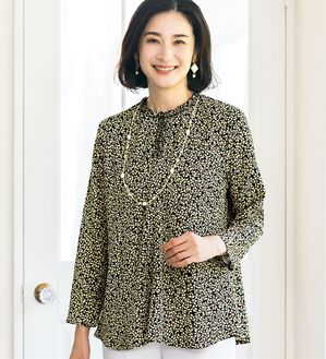 ルフラン（ルフラン）の「ニットちりめんブラウス＜華蓮～かれん～＞（ブラウス）」｜詳細画像