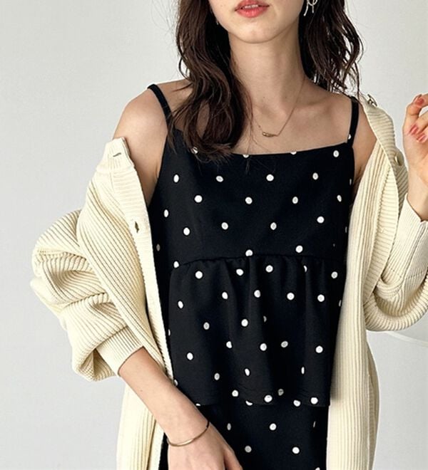 GeeRA（ジーラ）の「楽ちん！ペプラムキャミワンピース（カットソーワンピース）」｜詳細画像