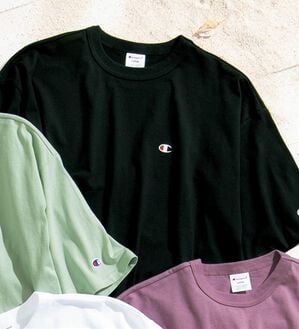 「＜チャンピオン＞綿１００％リラックスフィット５分袖Ｔシャツ（メンズＴシャツ）」｜ブラック