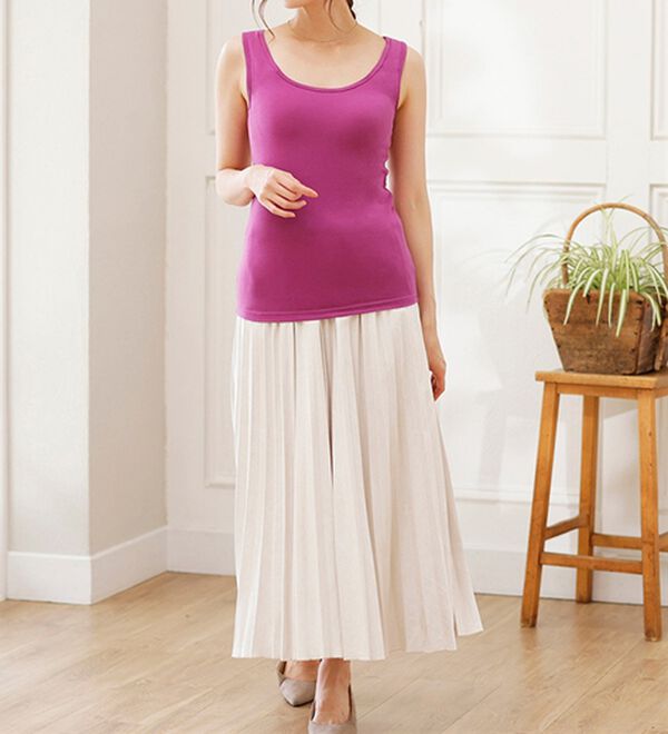 LAVIENNE（ラヴィエンヌ）の「４０代からの綿混快適カップ付タンクトップ（ブラトップ・カップ付きインナー）」｜詳細画像