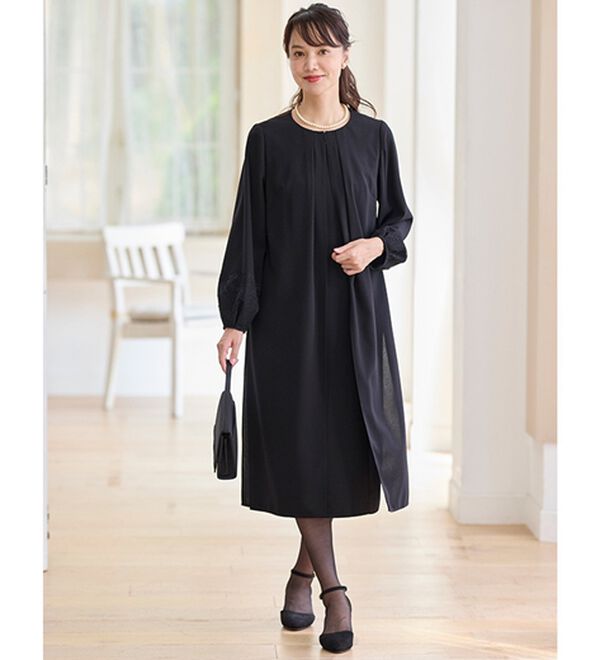 BELLUNA（ベルーナ）の「レーススリーブワンピース（ブラックフォーマル（喪服・礼服））」｜詳細画像