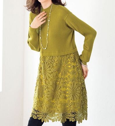 ルフラン（ルフラン）の「花レース切替ニットチュニック（チュニック）」