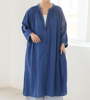 A HAPPY MARILYN（アハッピーマリリン）の「【大きいサイズ】【Ｌ～６Ｌ／選べる袖丈】綿・楊柳シャツチュニック【風通るプレミアム】（チュニック）」｜ロイヤルブルー