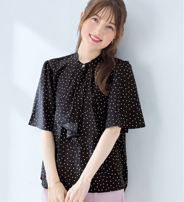 alotta（アロッタ）の「大人上品スカーフタイブラウス（ブラウス）」｜ドット