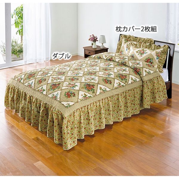 フリル付パッチワーク調ベッドカバー - ベルーナ【公式】