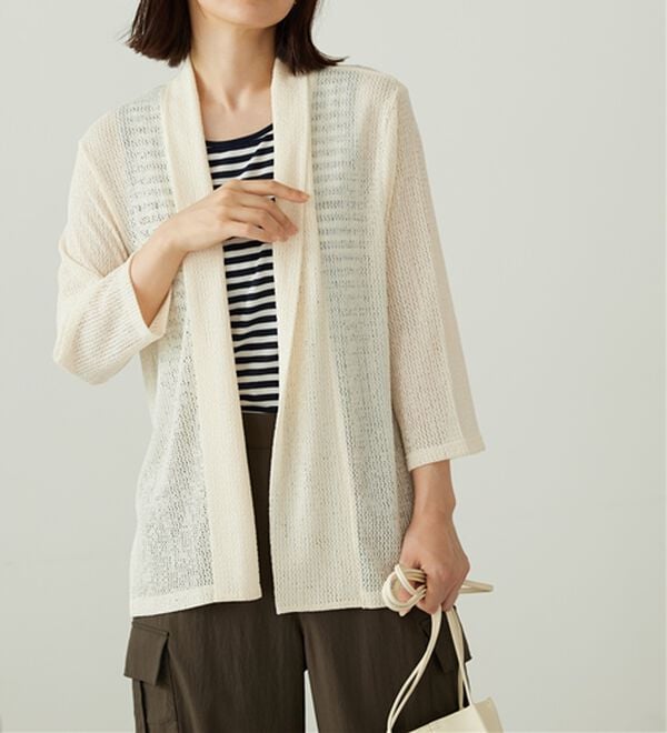 BELLUNA（ベルーナ）の「メッシュ素材トッパーカーディガン（ニットカーディガン）」｜詳細画像