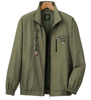 「ブランドデザイン裏メッシュブルゾン（メンズブルゾン）」｜カーキ