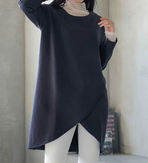 RANAN（ラナン）の「裏起毛！あったかアシメデザインチュニック（チュニック）」｜ネイビー