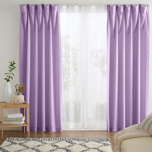 iellio（イエリオ）の「【４枚組】お買得遮光カーテン＜遮光カーテンセット・洗える・レースカーテン・無地・ウォッシャブル＞（ドレープカーテン）」｜ラベンダー