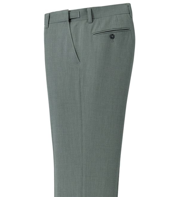 「裾上げ済吸汗速乾アジャスター付スラックス（メンズスラックス）」｜グレー