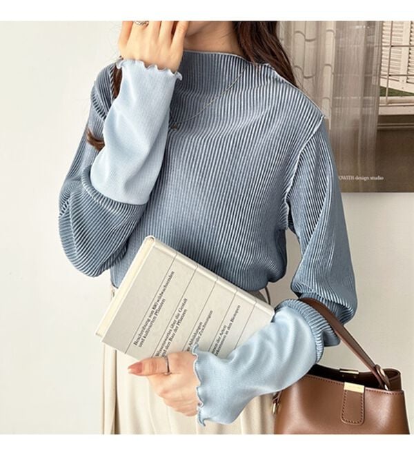 GeeRA（ジーラ）の「異素材ドッキング配色メロープルオーバー（カットソー）」｜詳細画像