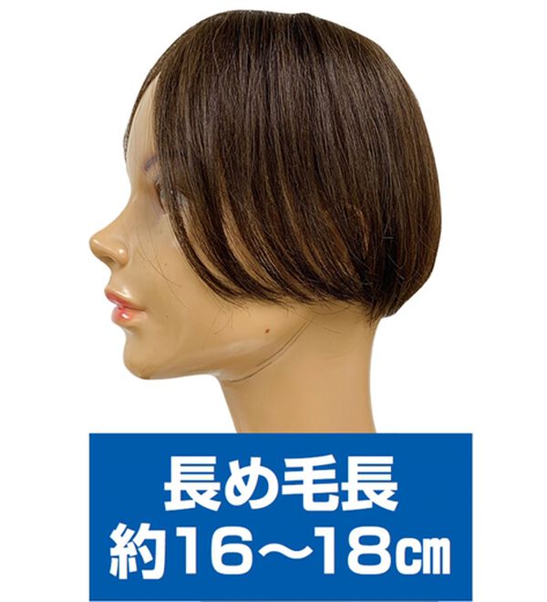 「人毛１００％長めヘアピース（セミロングタイプ）（ウィッグ・ヘアピース・エクステ）」｜詳細画像