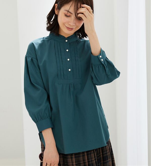 BELLUNA（ベルーナ）の「フリル衿パールボタン使いブラウス（ブラウス）」｜詳細画像