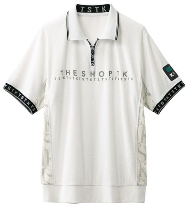 「＜ザ　ショップ　ティーケー＞やわらかパイルハーフジップ（メンズポロシャツ）」｜ホワイト
