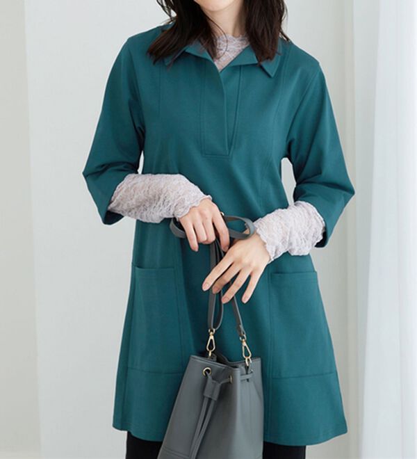 BELLUNA（ベルーナ）の「なめらかポンチ素材衿付きチュニック（チュニック）」｜詳細画像