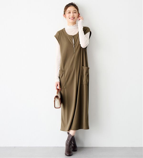 Viola e Viola（ヴィオラ エ ヴィオラ）の「なめらかポンチ　Iラインジャンスカ（ジャンパースカート）」｜詳細画像