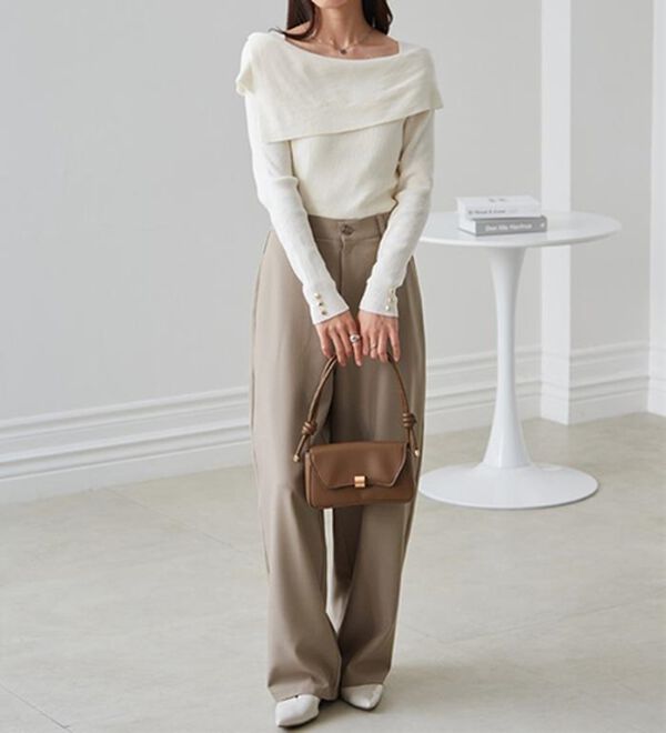 RANAN（ラナン）の「アシメオフショルリブニット（ニット・セーター）」｜詳細画像