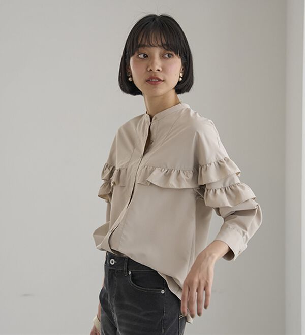 BELLUNA（ベルーナ）の「シャカ伸び！はっ水ティアードフリルブラウス（ブラウス）」｜詳細画像