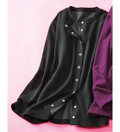 ルフラン（ルフラン）の「なめらかタッチ前あきトレーナー（ニットカーディガン）」