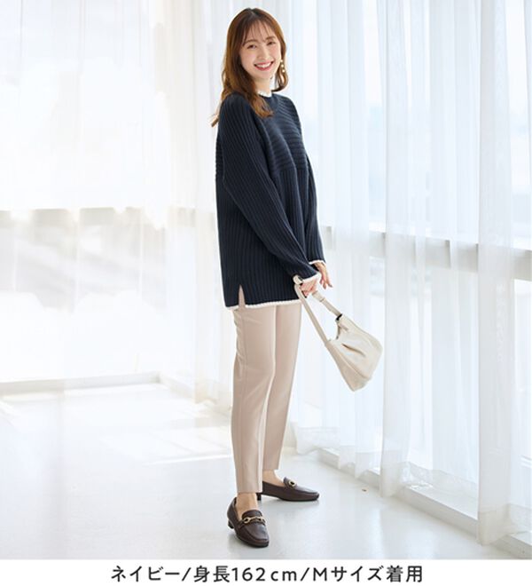 alotta（アロッタ）の「パチパチしにくい！洗えるリブ切替配色ニットプルオーバー（ニット・セーター）」｜詳細画像