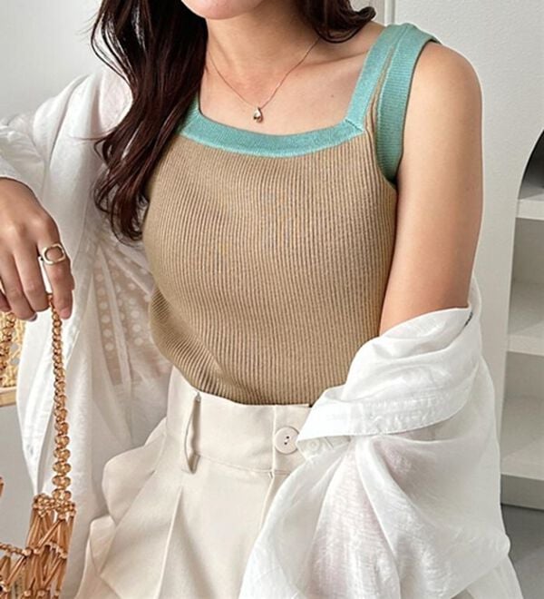 GeeRA（ジーラ）の「２ＷＡＹ配色ニットタンクトップ（ニット・セーター）」｜詳細画像