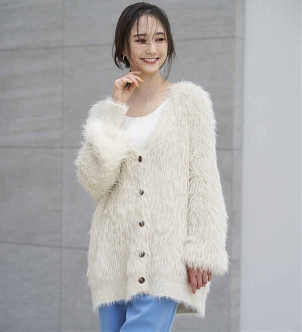 ロングフェザーシャギーオーバーカーデ - ベルーナ【公式】 