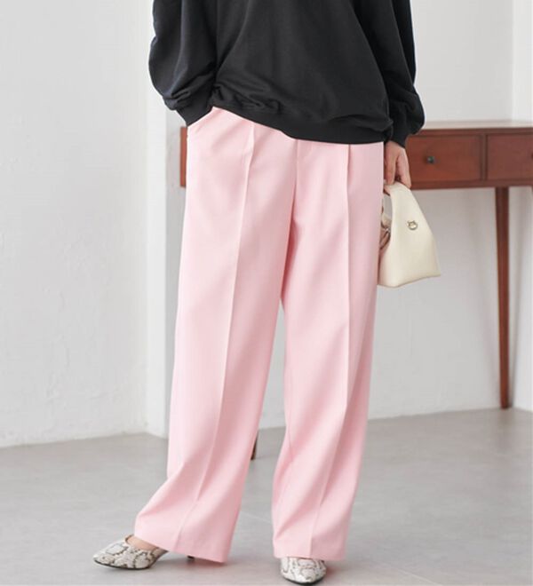 RANAN（ラナン）の「【選べる２丈】機能付！美脚シルエットセンタープレスワイドパンツ（フルレングスパンツ）」｜詳細画像