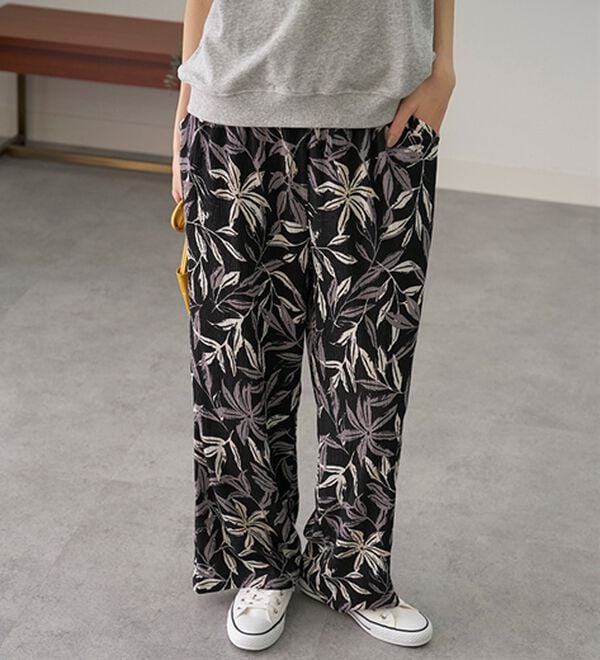 BELLUNA（ベルーナ）の「楊柳サラサラ素材プリントイージーパンツ（フルレングスパンツ）」｜詳細画像