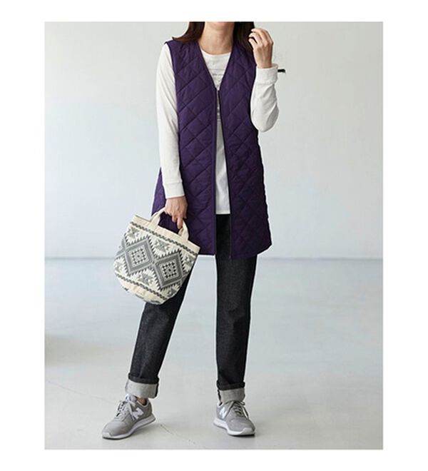 BELLUNA（ベルーナ）の「【マジ軽ウォーム】蓄熱保温キルトロングベスト（ポーチ付）（ベスト）」｜詳細画像