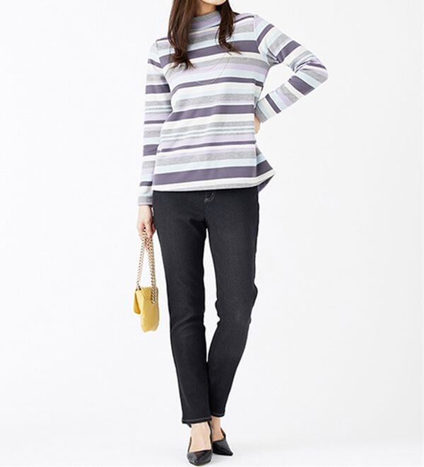 BELLUNA（ベルーナ）の「裏ベロアストレッチデニムパンツ（フルレングスパンツ）」｜詳細画像