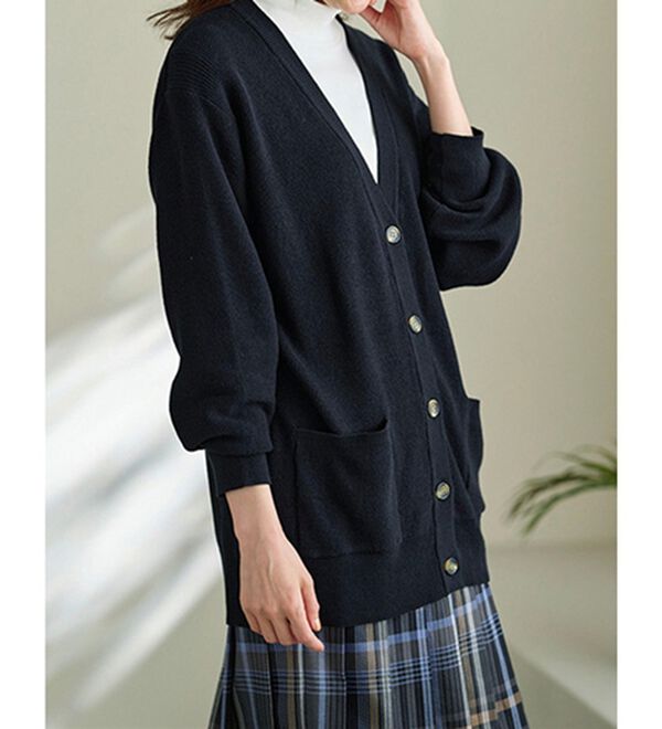 BELLUNA（ベルーナ）の「ハピネスコットン１００％あぜ編カーディガン（ニットカーディガン）」｜詳細画像