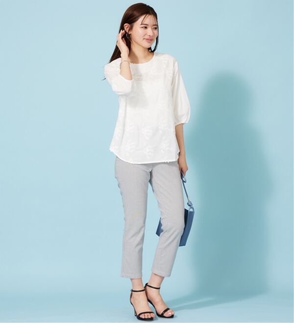 BELLUNA（ベルーナ）の「モチーフレース使いふんわり袖ブラウス（ブラウス）」｜詳細画像