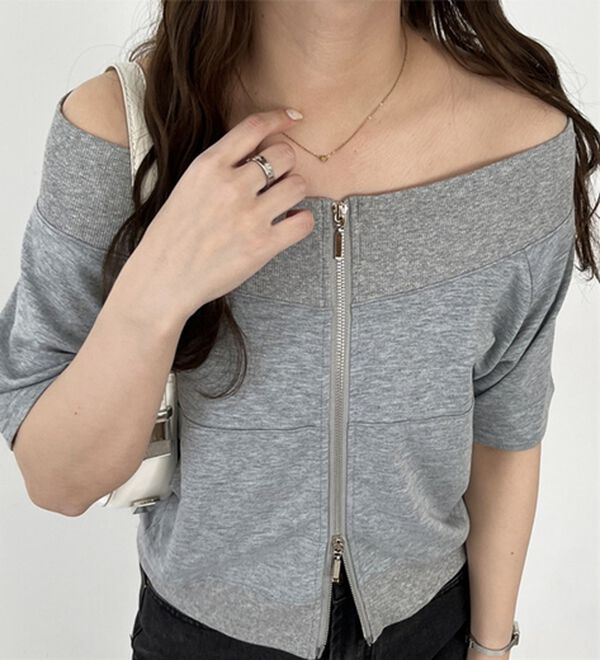 GeeRA（ジーラ）の「ＺＩＰオフショルカットソー（カットソー）」｜詳細画像