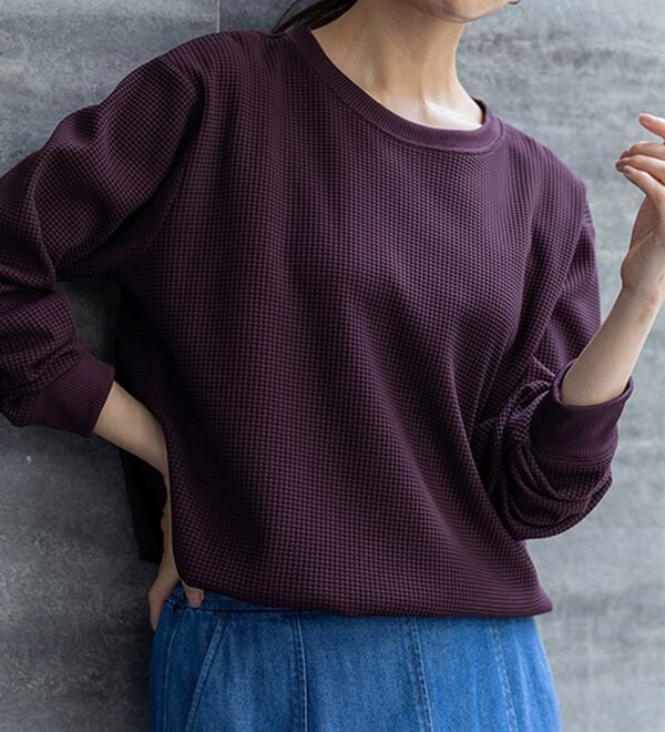 BELLUNA（ベルーナ）の「《快適Ｌａｂ．》 乾きやすい！ドライワッフルプルオーバー（カットソー）」｜詳細画像
