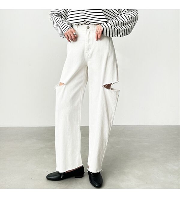 GeeRA（ジーラ）の「アソートカットアウトダメージパンツ（フルレングスパンツ）」｜詳細画像