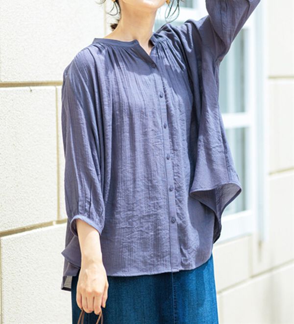 BELLUNA（ベルーナ）の「スラブ素材ギャザーデザインブラウス（ブラウス）」｜詳細画像