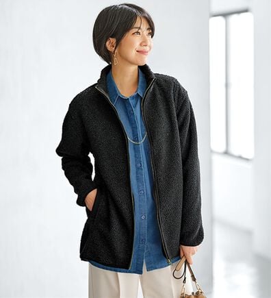 BELLUNA（ベルーナ）の「裏フリースボア素材スタンドネックブルゾン（ブルゾン）」