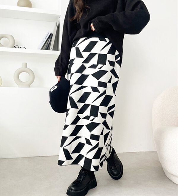 GeeRA（ジーラ）の「ジャカードニットナロースカート（ロングスカート）」｜詳細画像