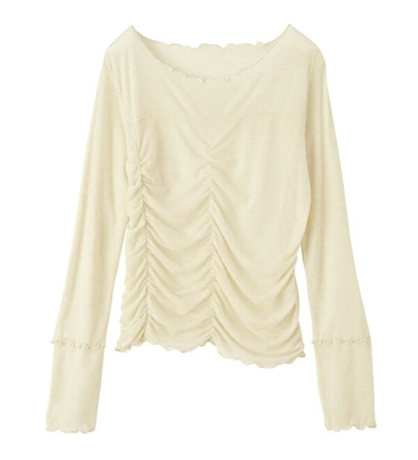 RANAN（ラナン）の「ギャザーデザインシアーTシャツ（Tシャツ）」｜詳細画像