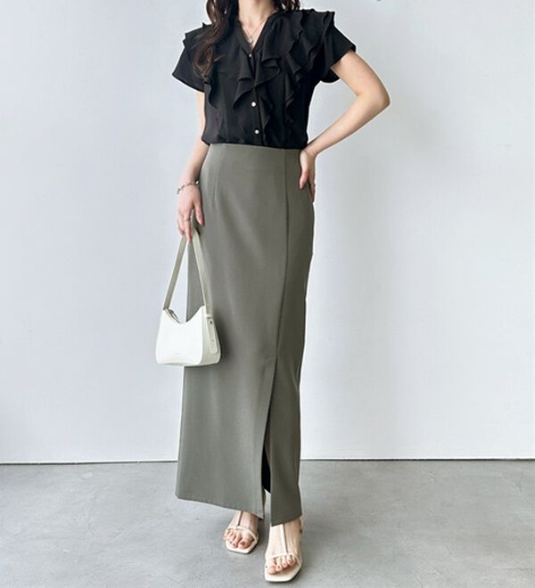 GeeRA（ジーラ）の「オンオフ着られる！スリットタイトスカート（ロングスカート）」｜詳細画像