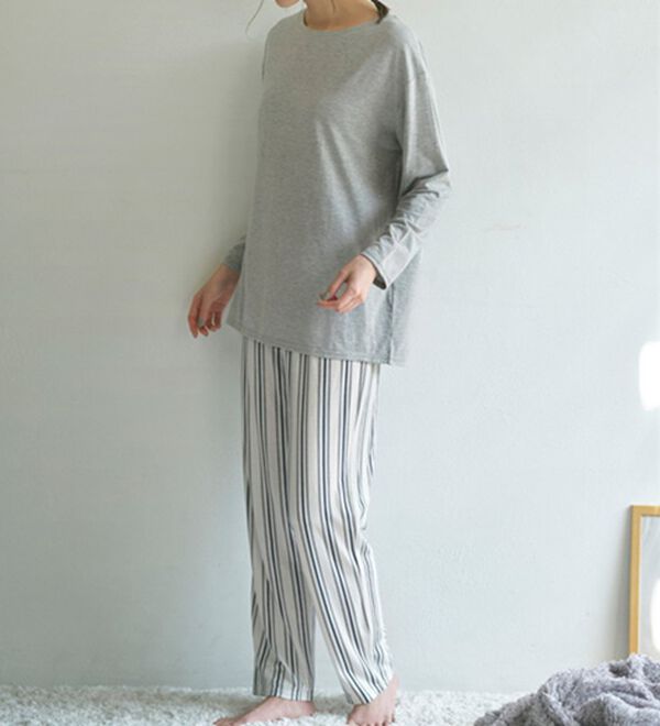 YU'NOW（ユナウ）の「レーヨンブレンドハラマキパジャマ２点セット（パジャマ・ルームウェア）」｜詳細画像