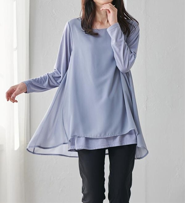 RANAN（ラナン）の「異素材切替フレアーチュニック（チュニック）」｜詳細画像