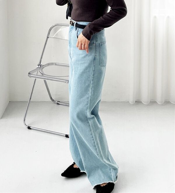 GeeRA（ジーラ）の「オリジナルパッチハイウエストデニム（ワイドパンツ・ガウチョ）」｜詳細画像