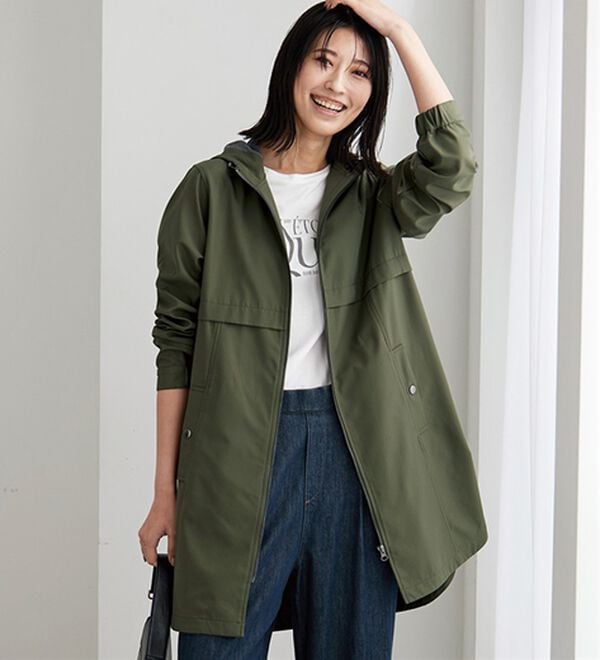 BELLUNA（ベルーナ）の「はっ水加工ボンディング素材ロング丈パーカー（ハーフコート）」｜詳細画像