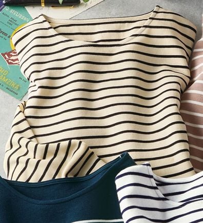 BELLUNA（ベルーナ）の「 ＜＆ｃｏｃｏｃｈｉ＞ハピネスコットン１００％ボーダープルオーバー（カットソー）」