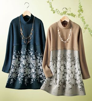 ルフラン（ルフラン）の「【２色組】花柄発泡プリントのエレガントチュニック（チュニック）」｜詳細画像