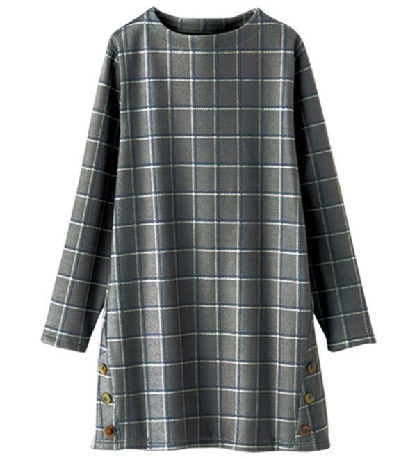 BELLUNA（ベルーナ）の「裏ベロアサイドボタン使いチュニック（チュニック）」｜詳細画像